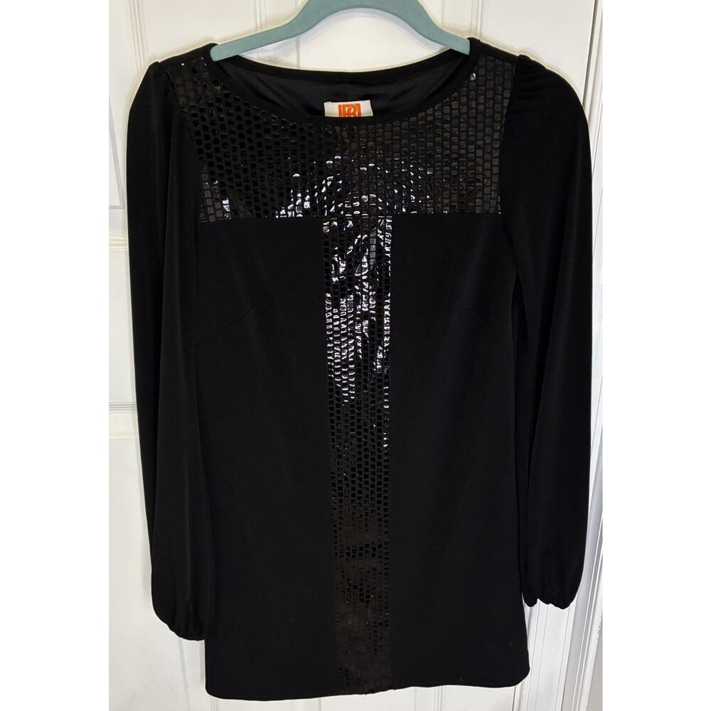 Laundry by Design Black Sequin Shift Mini Dress Size 2 Long Sleeve